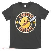 Funny I Choose Violence Baby Chick With Knife T-Shirt thumb 0