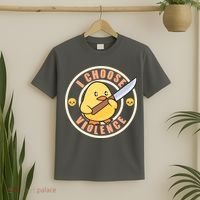 Funny I Choose Violence Baby Chick With Knife T-Shirt thumb 2