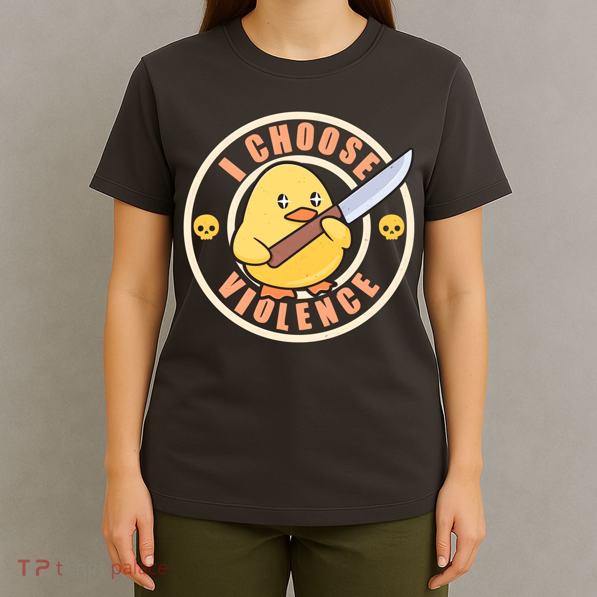 Funny I Choose Violence Baby Chick With Knife T-Shirt