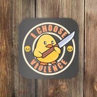 Funny I Choose Violence Baby Chick With Knife Coaster thumb 0