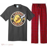 Funny I Choose Violence Baby Chick With Knife Pajama Set thumb 0