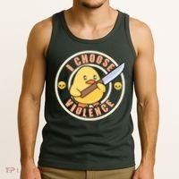 Funny I Choose Violence Baby Chick With Knife Tank Top thumb 3