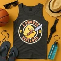 Funny I Choose Violence Baby Chick With Knife Tank Top thumb 4