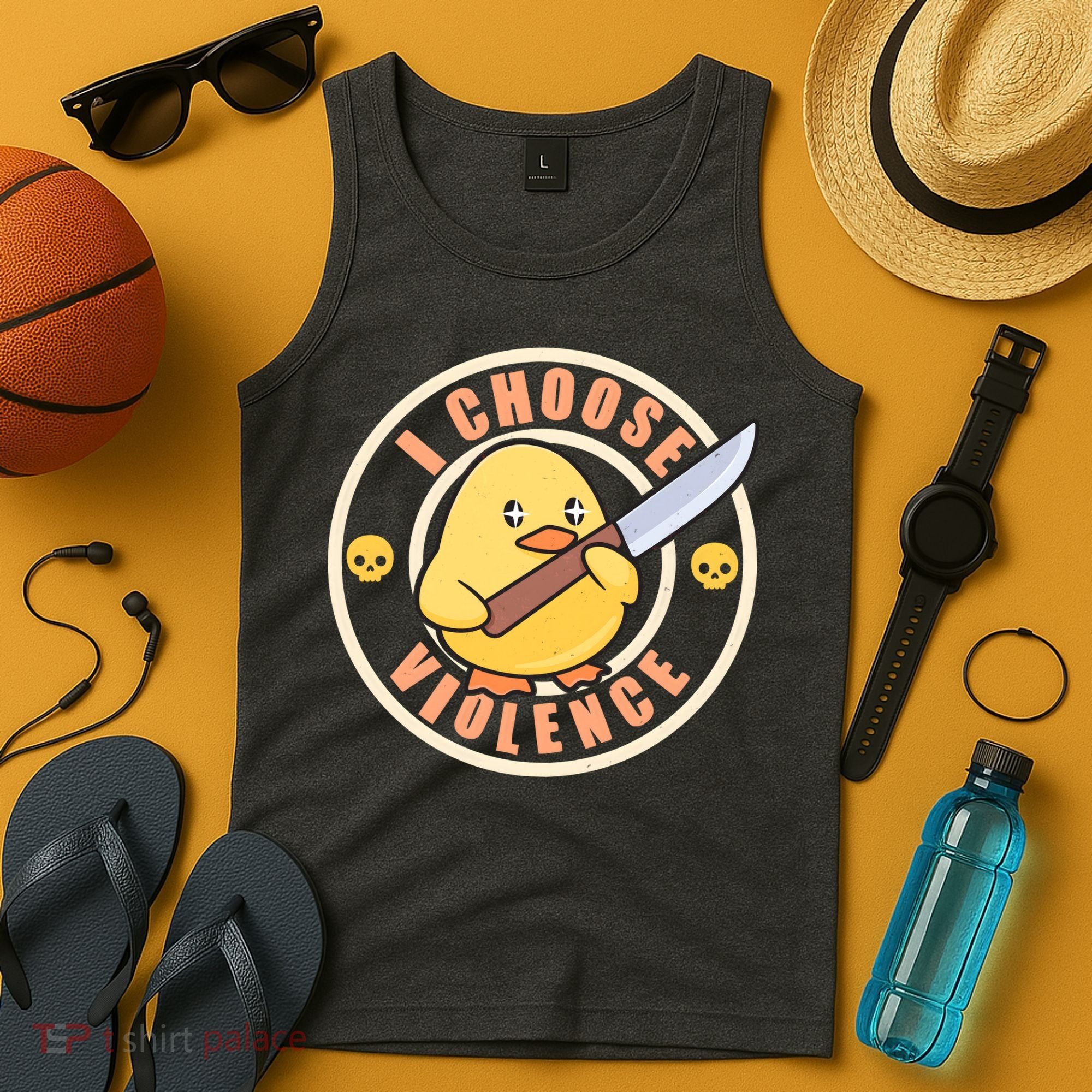 Funny I Choose Violence Baby Chick With Knife Tank Top