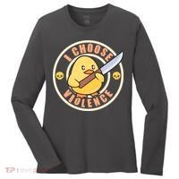 Funny I Choose Violence Baby Chick With Knife Women's Long Sleeve Shirt thumb 0