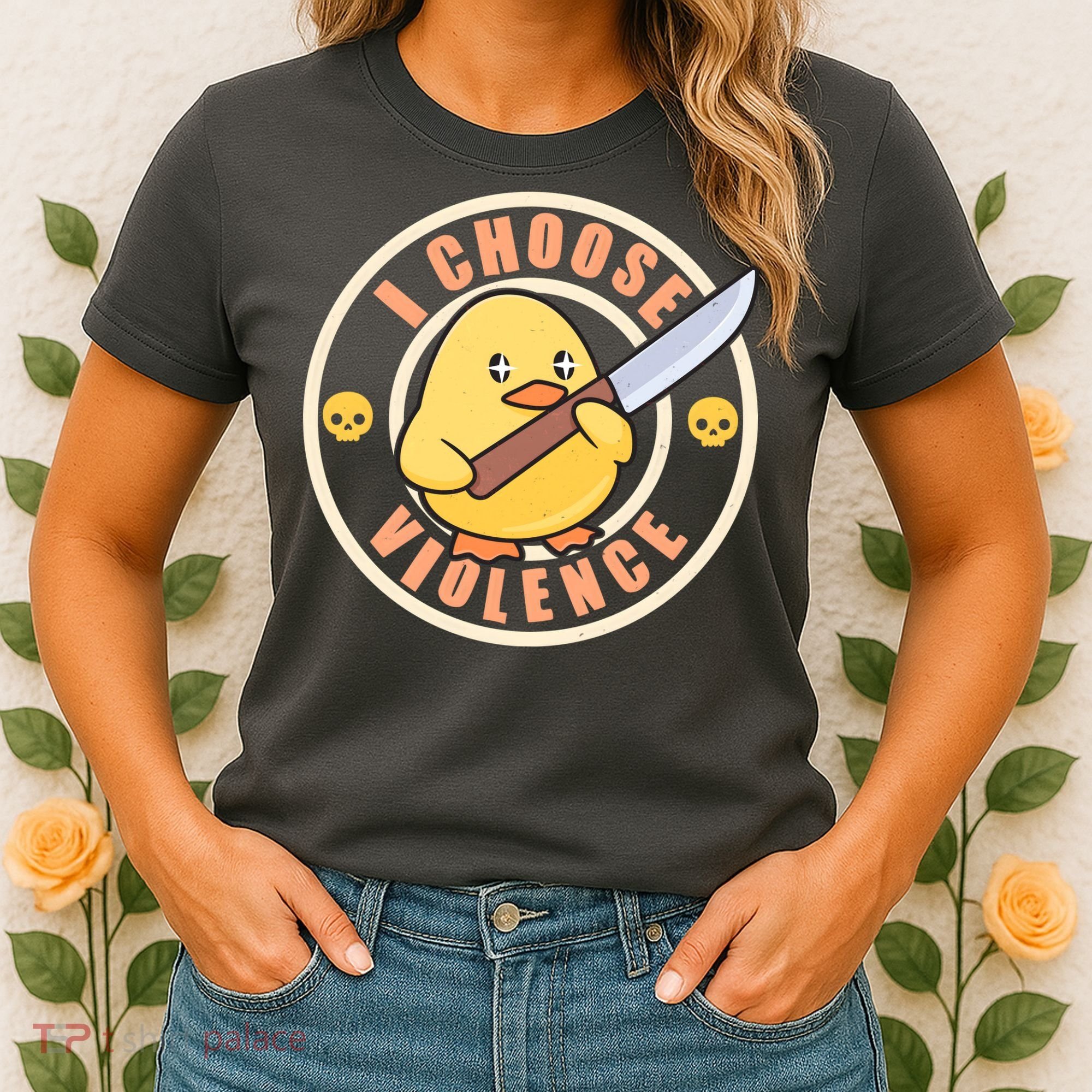 Funny I Choose Violence Baby Chick With Knife Women's T-Shirt