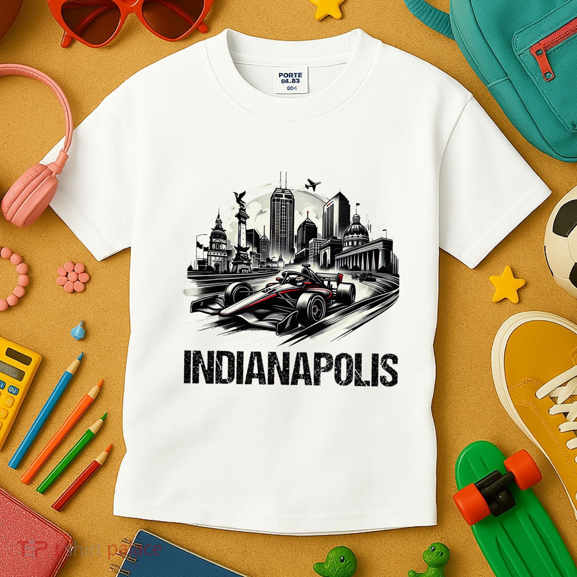 Formula Indianapolis City Indiana Circuit Racetrack Fast Kids T-Shirt