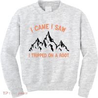 Funny I Came I Saw I Tripped On A Root Hiking Adventure Kids Sweatshirt thumb 0