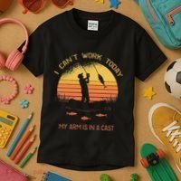 Fisherman I CanT Work Today My Arm Is In A Cast Funny Kids T-Shirt thumb 3