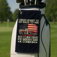 Funny I Can Give Joe BidenS Dad A Condom Golf Towel thumb 2