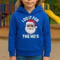 Funny Inappropriate Christmas Santa I Do It For The Hos Cute Gift Kids Hoodie thumb 3