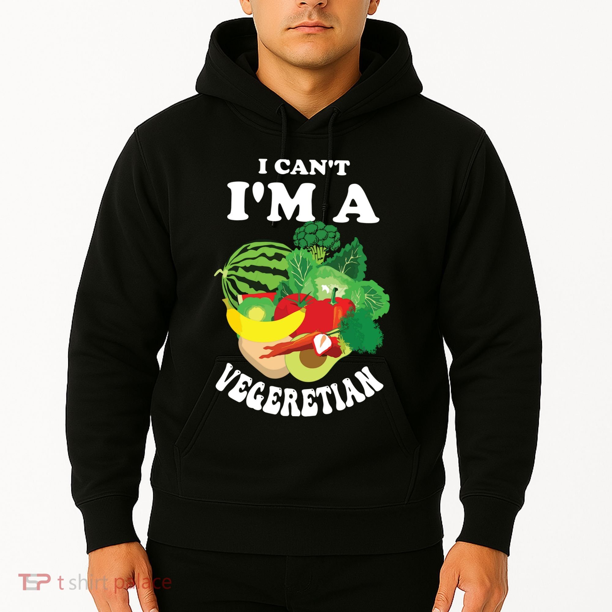 Funny I Cant Im A Vegetarian Sayings Vegetable Graphic Hoodie