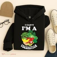 Funny I Cant Im A Vegetarian Sayings Vegetable Graphic Hoodie thumb 4
