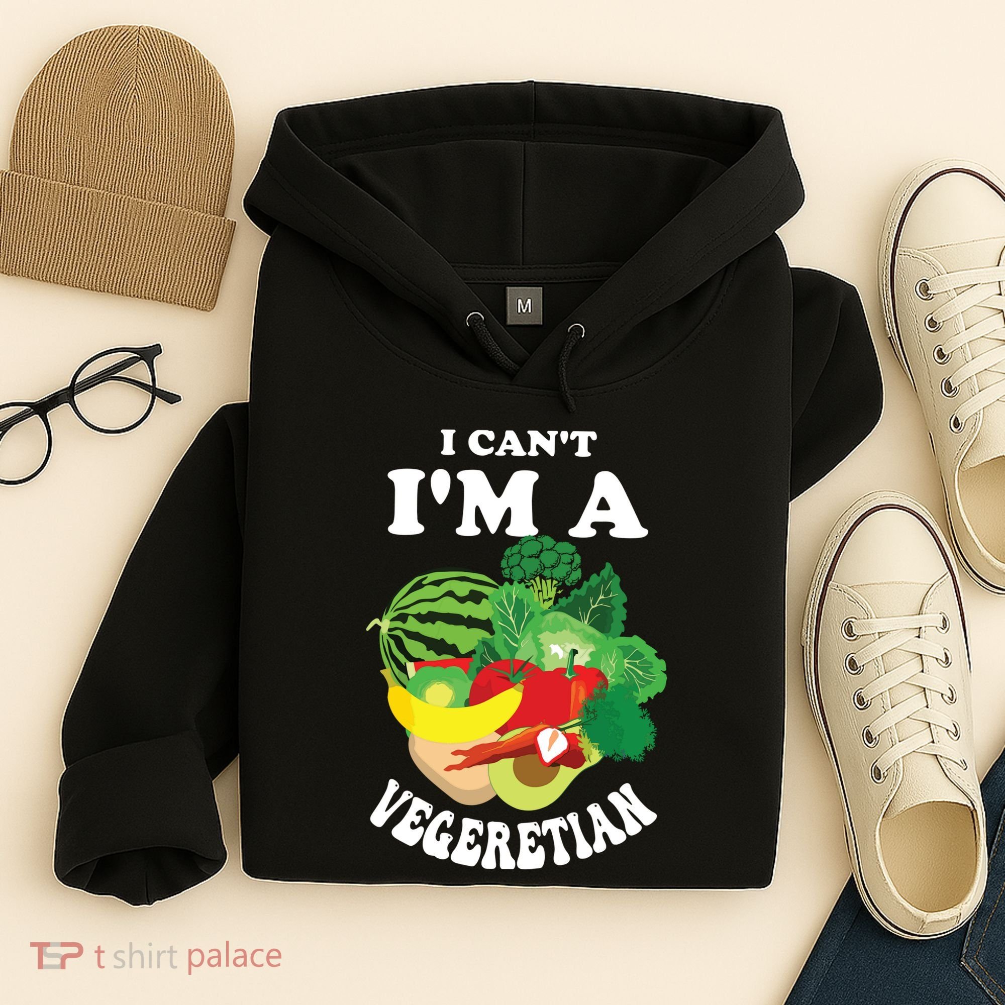 Funny I Cant Im A Vegetarian Sayings Vegetable Graphic Hoodie
