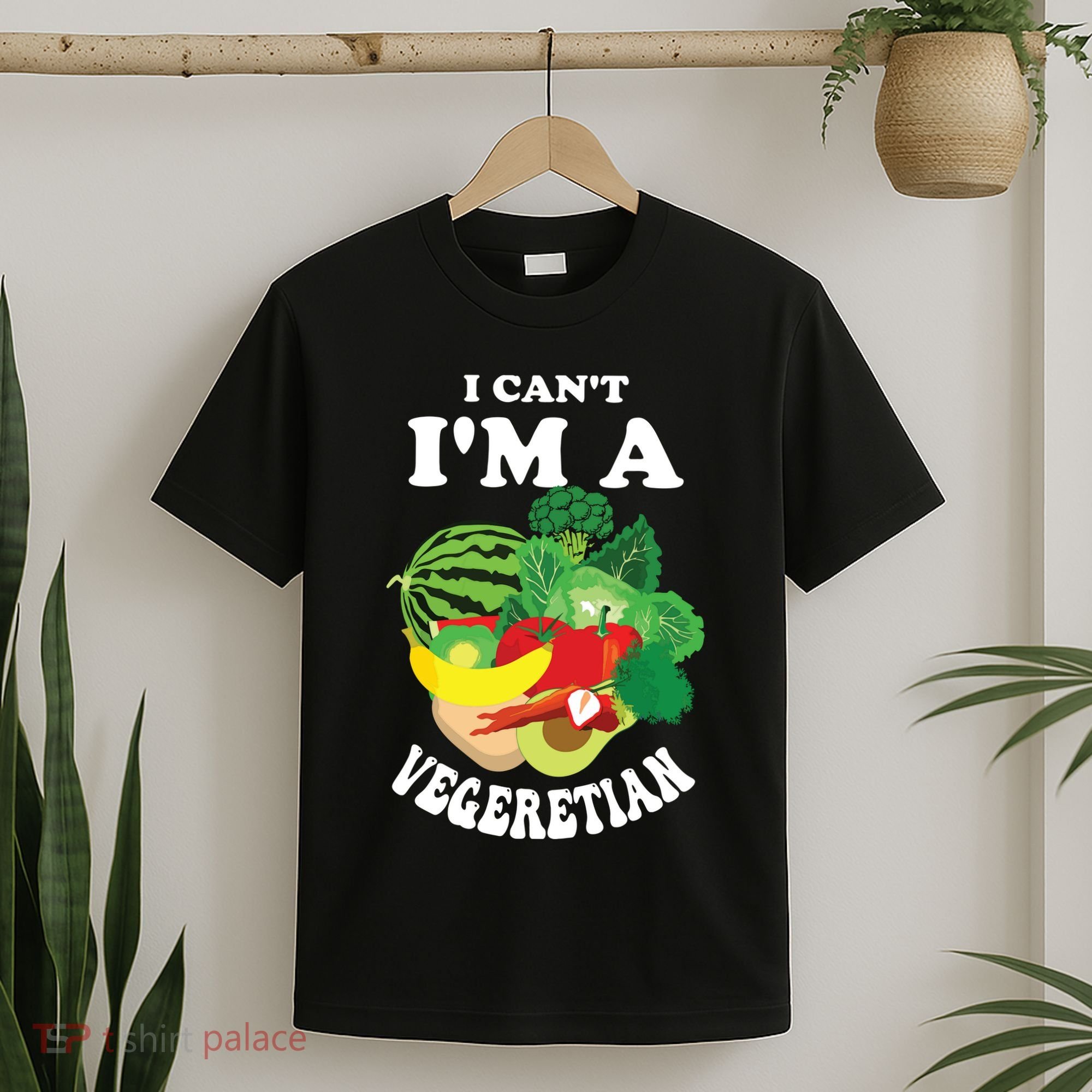 Funny I Cant Im A Vegetarian Sayings Vegetable Graphic T-Shirt