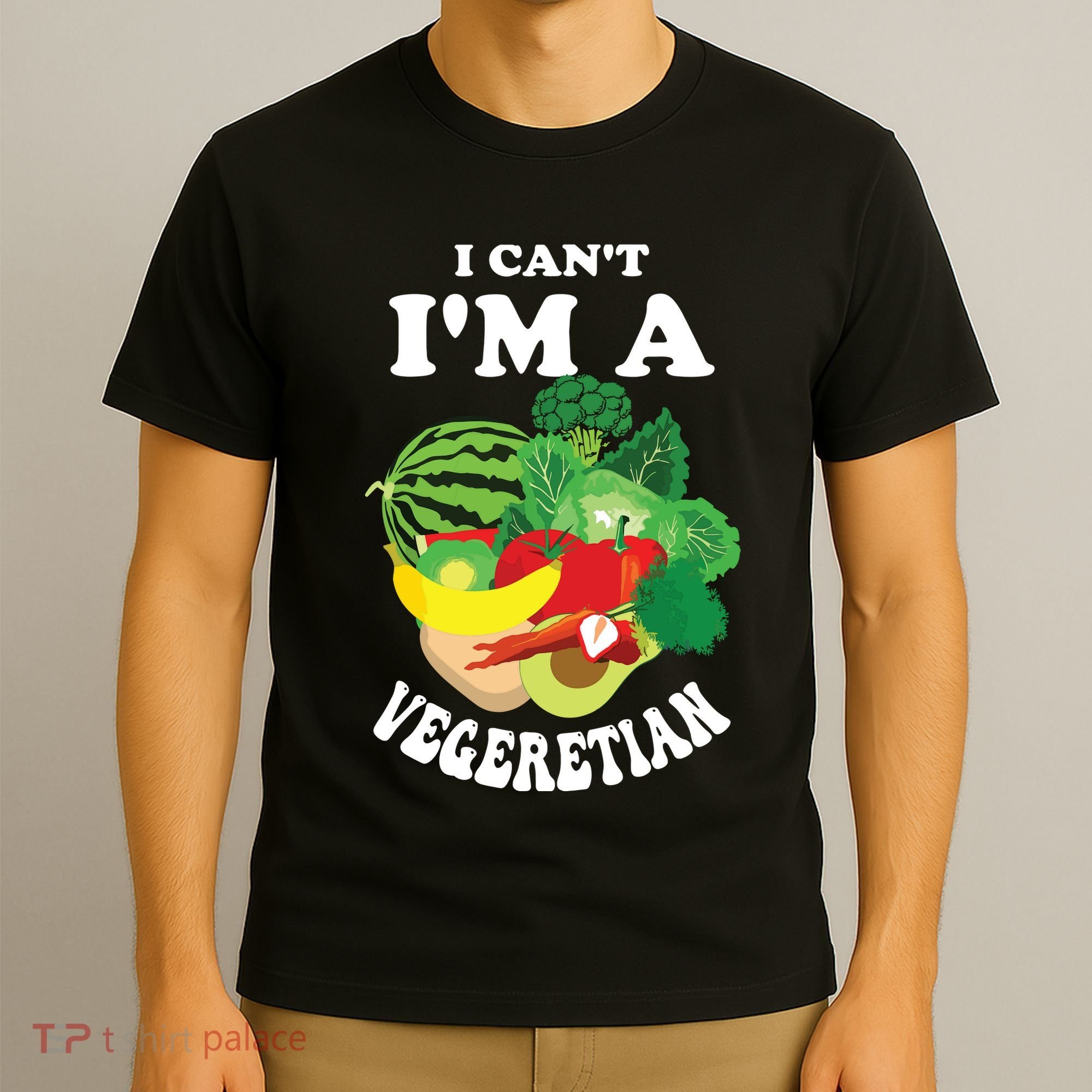 Funny I Cant Im A Vegetarian Sayings Vegetable Graphic T-Shirt