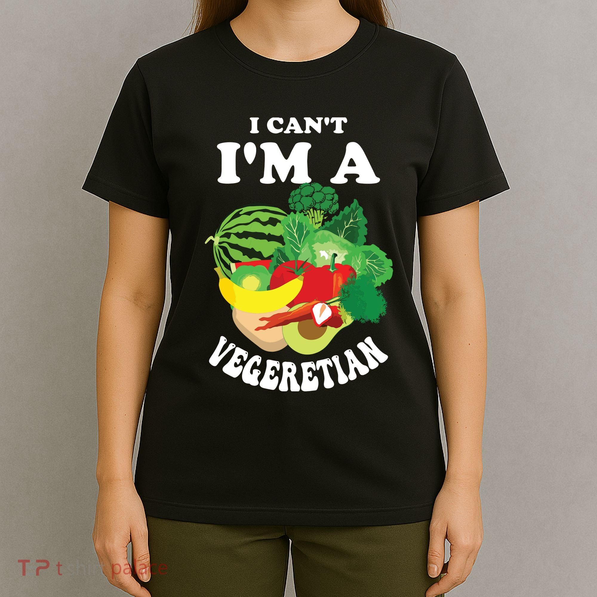 Funny I Cant Im A Vegetarian Sayings Vegetable Graphic T-Shirt