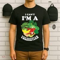 Funny I Cant Im A Vegetarian Sayings Vegetable Graphic T-Shirt thumb 6