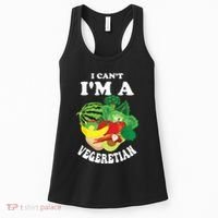 Funny I Cant Im A Vegetarian Sayings Vegetable Graphic Women's Tank Top thumb 0