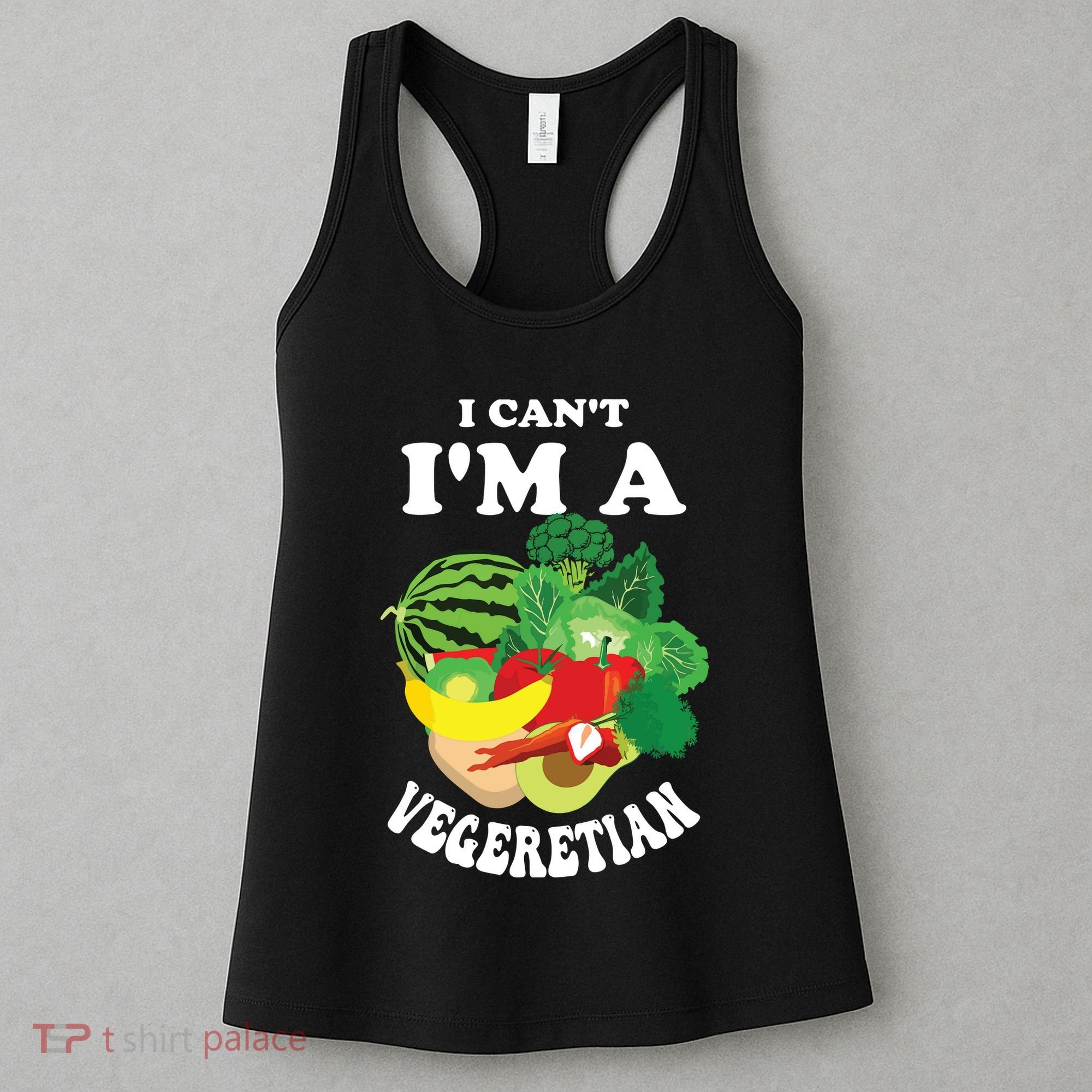 Funny I Cant Im A Vegetarian Sayings Vegetable Graphic Women's Tank Top