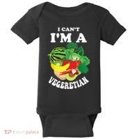 Funny I Cant Im A Vegetarian Sayings Vegetable Graphic Baby Bodysuit thumb 0