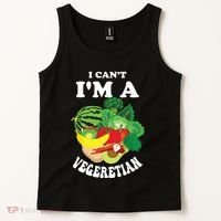 Funny I Cant Im A Vegetarian Sayings Vegetable Graphic Tank Top thumb 2