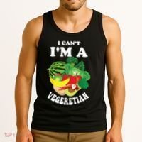 Funny I Cant Im A Vegetarian Sayings Vegetable Graphic Tank Top thumb 3