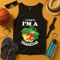 Funny I Cant Im A Vegetarian Sayings Vegetable Graphic Tank Top thumb 4
