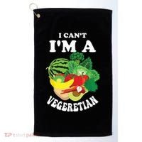 Funny I Cant Im A Vegetarian Sayings Vegetable Graphic Golf Towel thumb 0