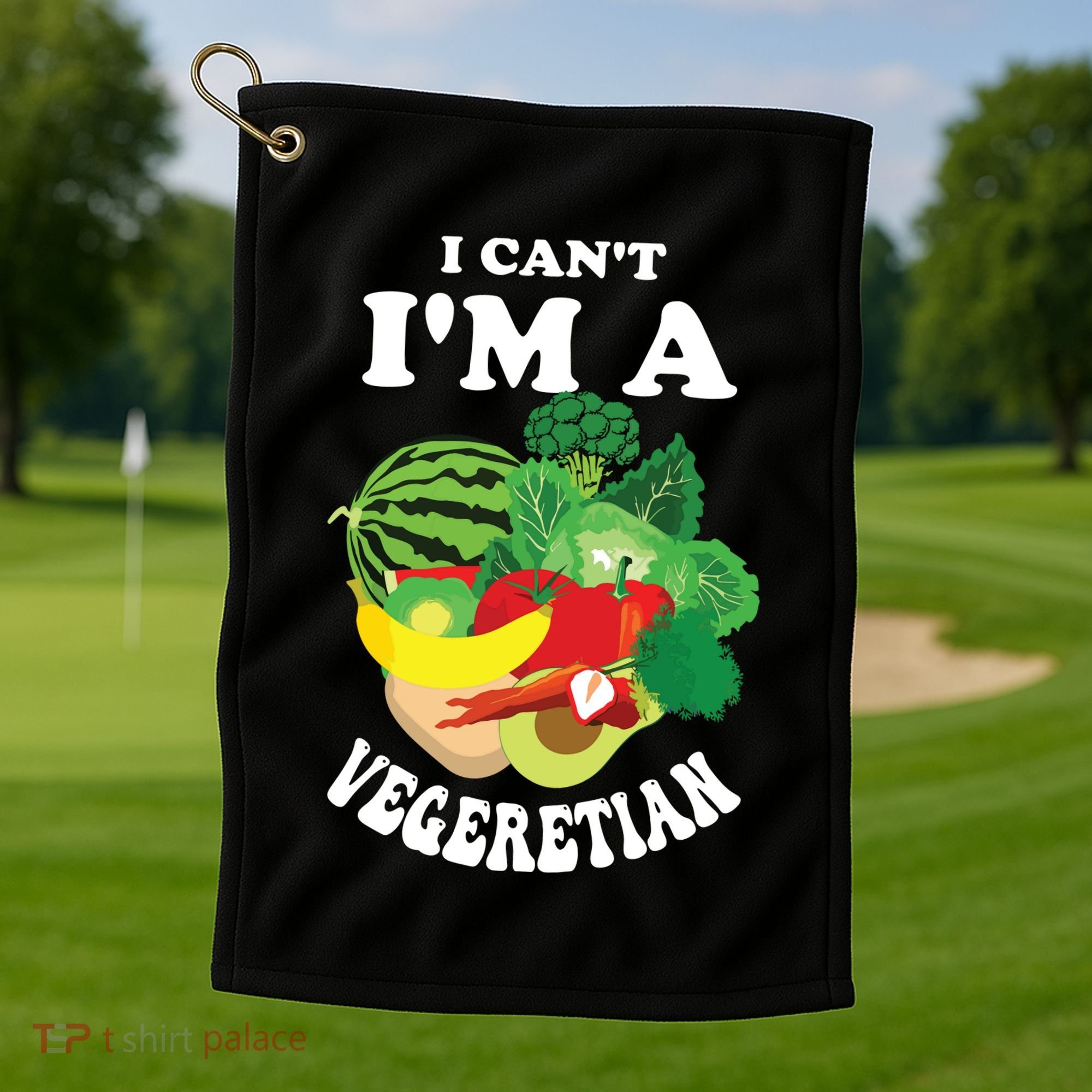 Funny I Cant Im A Vegetarian Sayings Vegetable Graphic Golf Towel