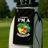 Funny I Cant Im A Vegetarian Sayings Vegetable Graphic Golf Towel thumb 2