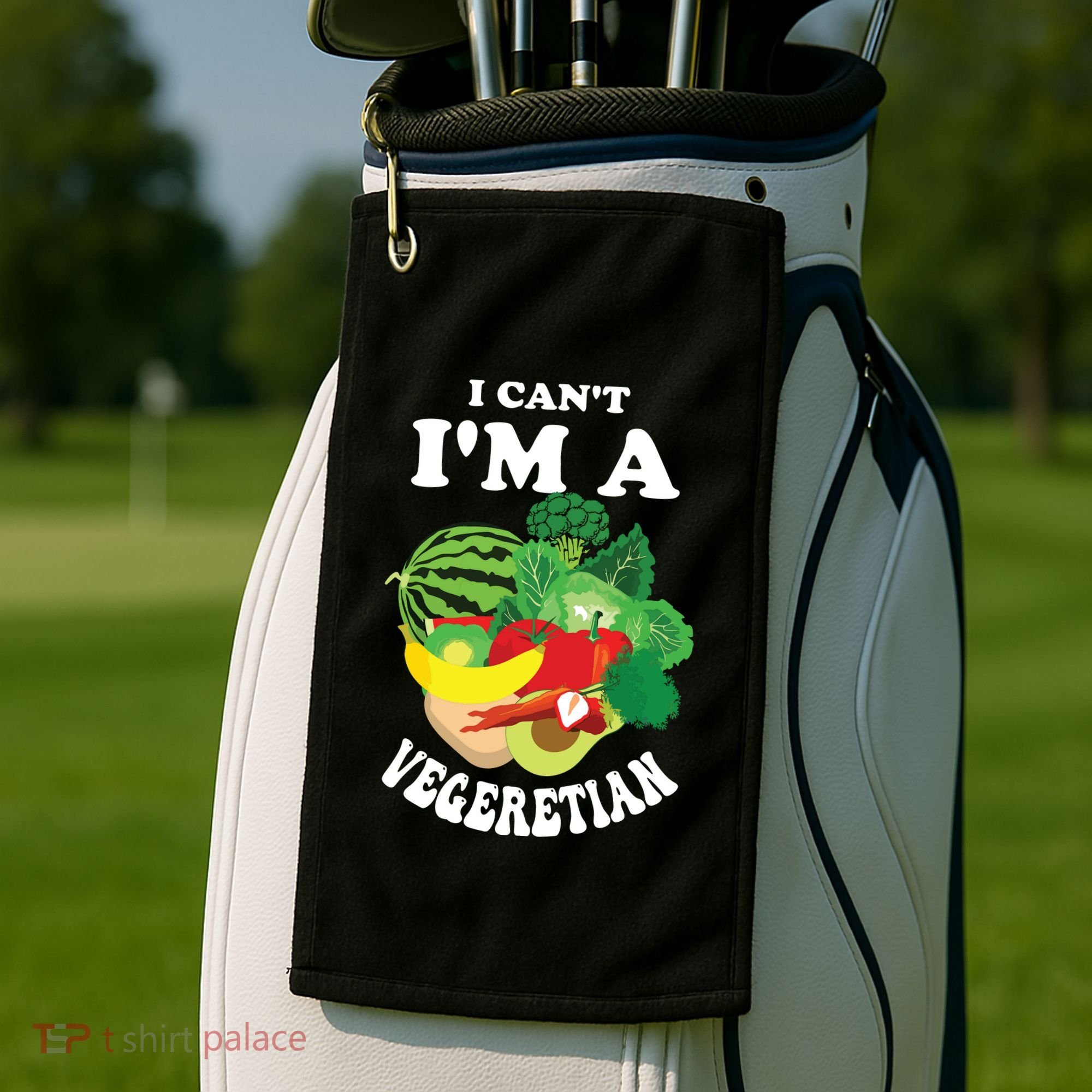 Funny I Cant Im A Vegetarian Sayings Vegetable Graphic Golf Towel