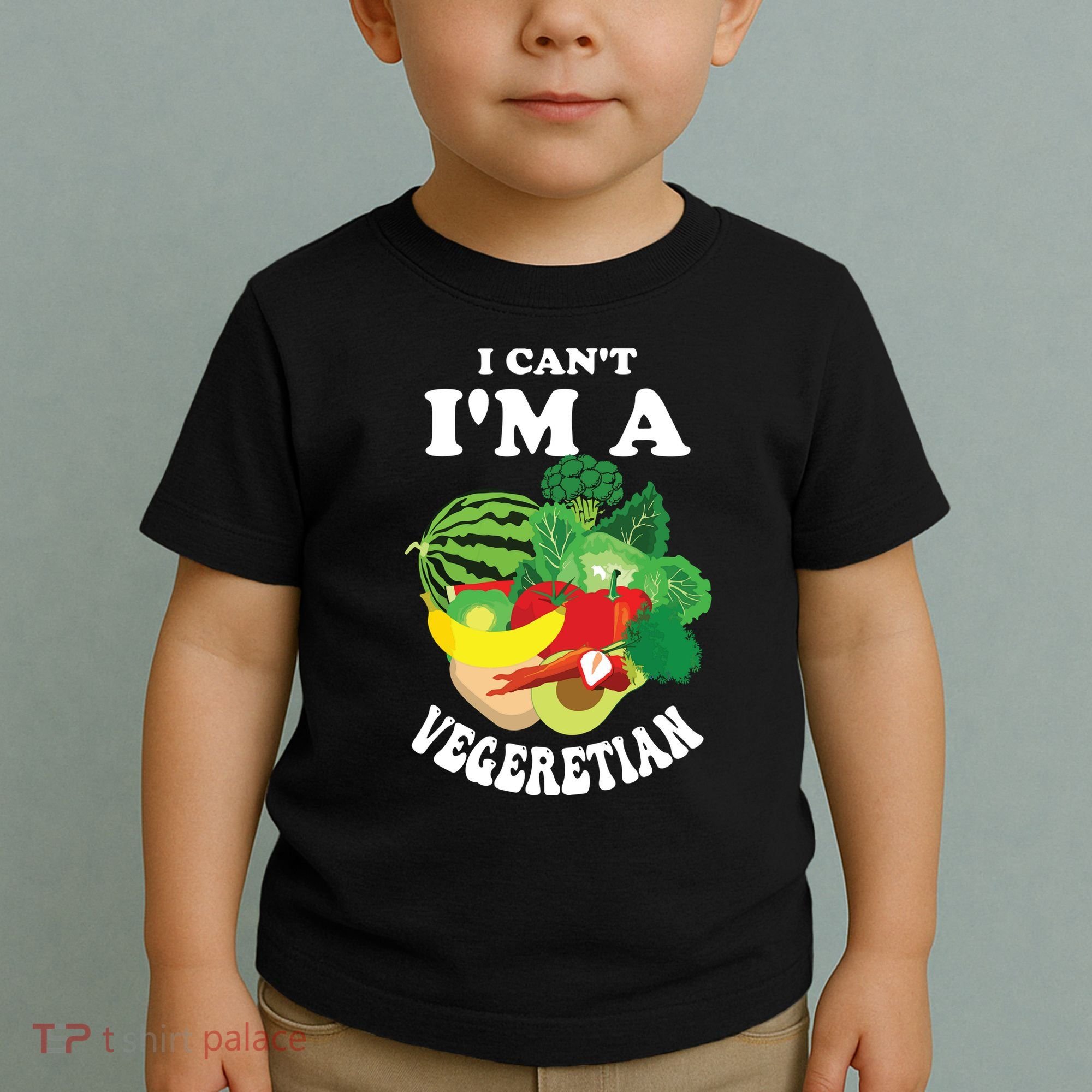 Funny I Cant Im A Vegetarian Sayings Vegetable Graphic Toddler T-Shirt