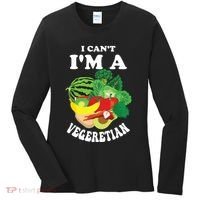 Funny I Cant Im A Vegetarian Sayings Vegetable Graphic Women's Long Sleeve Shirt thumb 0