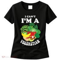 Funny I Cant Im A Vegetarian Sayings Vegetable Graphic Women's T-Shirt thumb 0