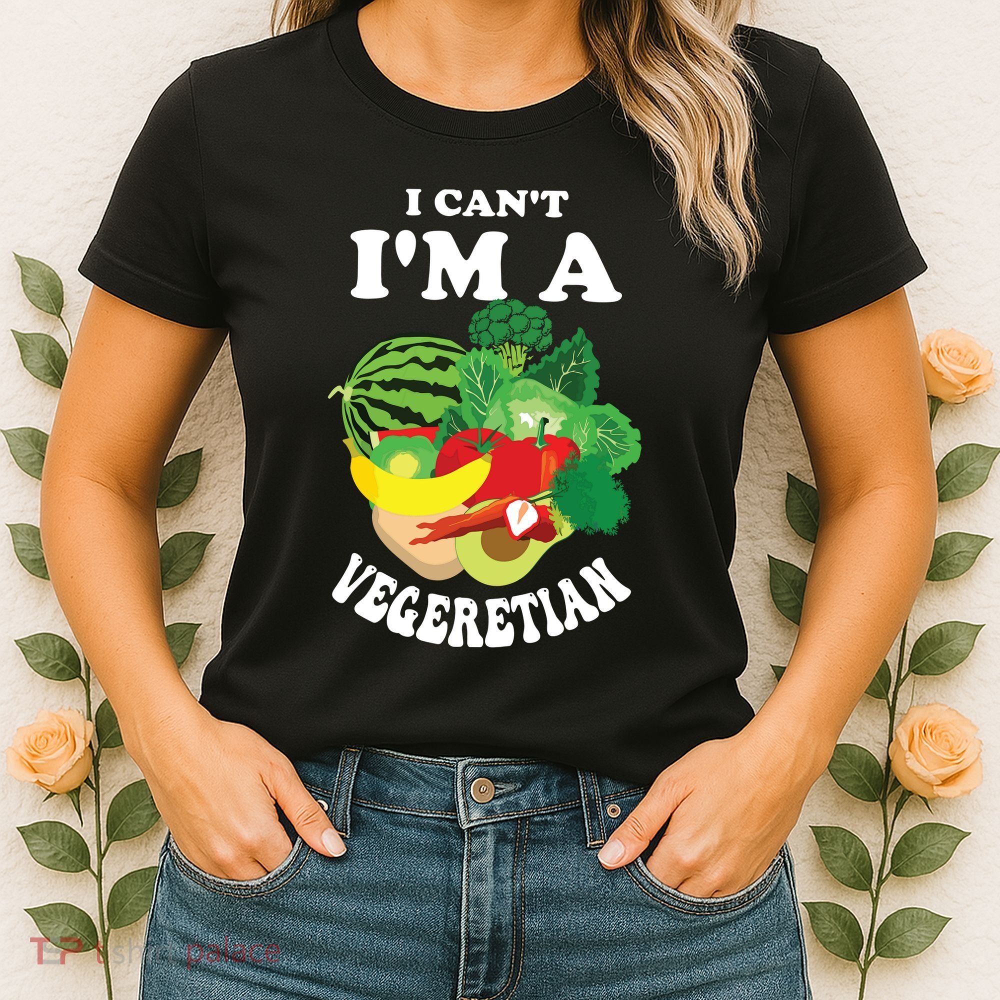 Funny I Cant Im A Vegetarian Sayings Vegetable Graphic Women's T-Shirt