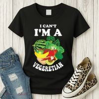 Funny I Cant Im A Vegetarian Sayings Vegetable Graphic Women's T-Shirt thumb 3