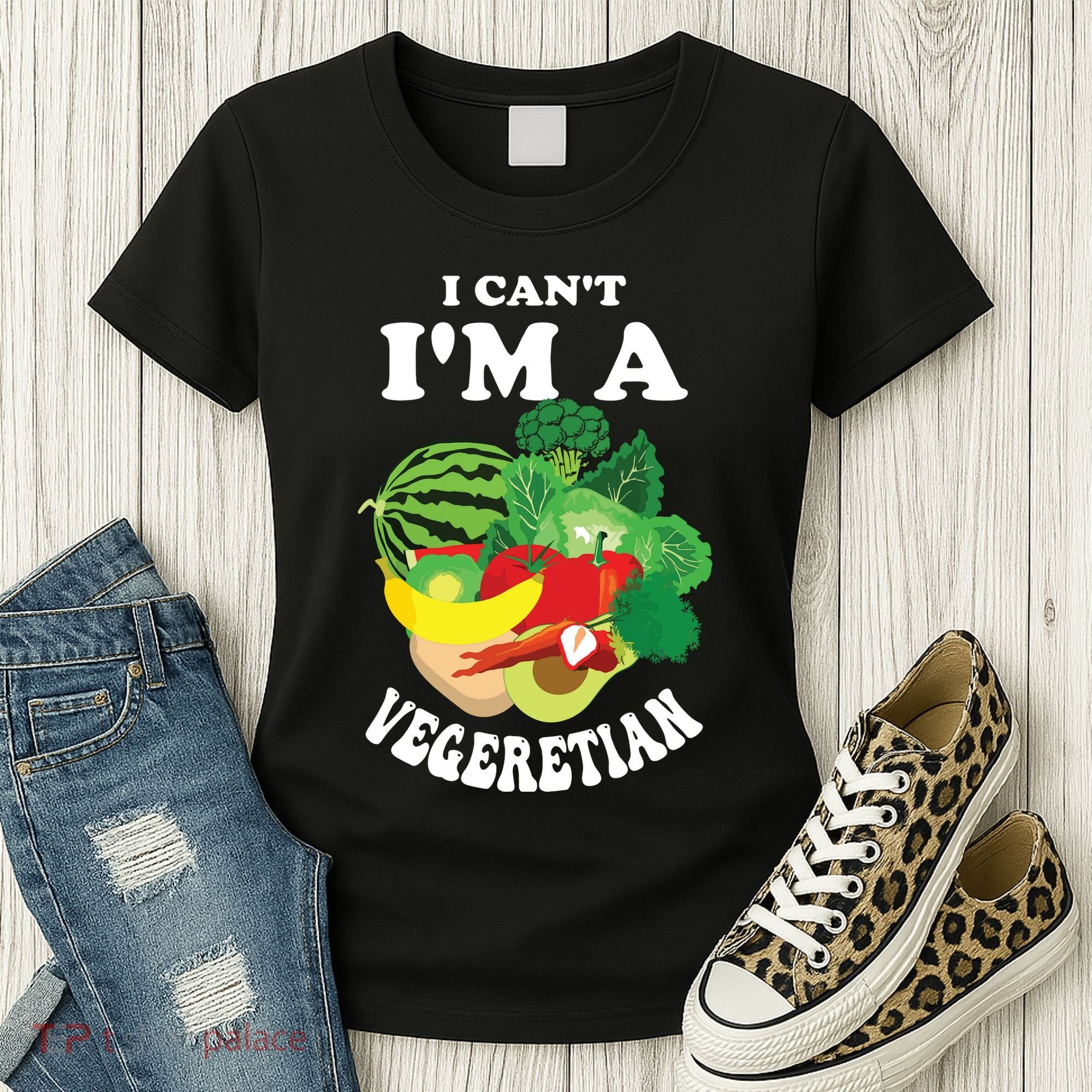Funny I Cant Im A Vegetarian Sayings Vegetable Graphic Women's T-Shirt