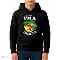 Funny I Cant Im A Vegetarian Sayings Vegetable Graphic Kids Hoodie thumb 4