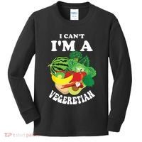Funny I Cant Im A Vegetarian Sayings Vegetable Graphic Kids Long Sleeve Shirt thumb 0