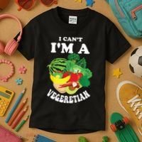 Funny I Cant Im A Vegetarian Sayings Vegetable Graphic Kids T-Shirt thumb 3