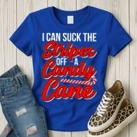 Funny I Can Suck The Stripes Off A Candy Cane Naughty Xmas Gift Women's T-Shirt thumb 3