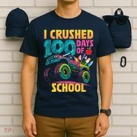 Funny I Crushed 100 Days Of School Monster Truck T-Shirt thumb 6