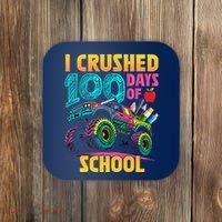 Funny I Crushed 100 Days Of School Monster Truck Coaster thumb 0