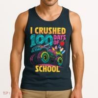Funny I Crushed 100 Days Of School Monster Truck Tank Top thumb 3