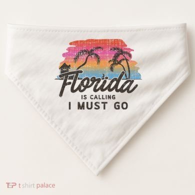 Florida Is Calling I Must Go Summer Vacation Gift USA-Made Doggie Bandana
