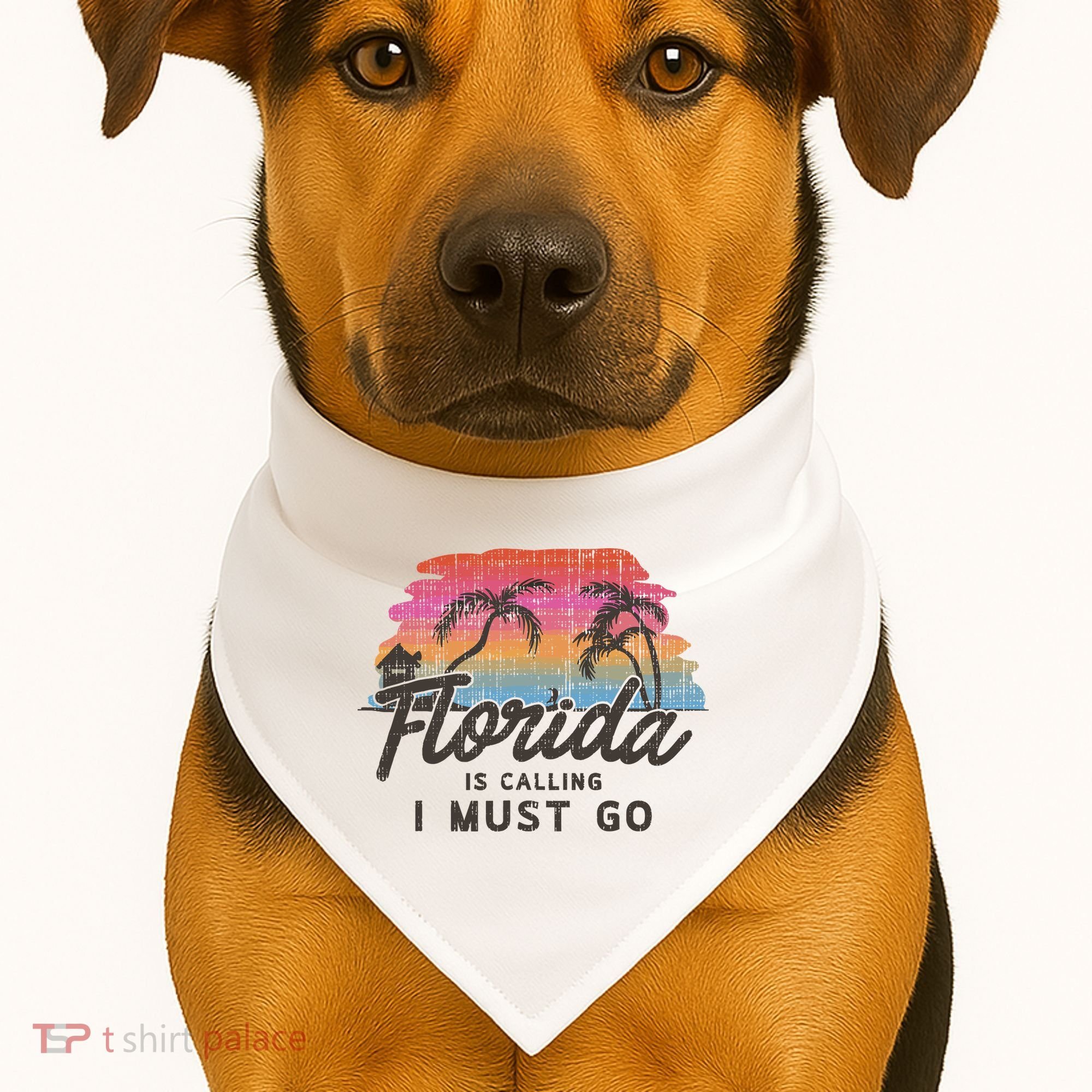 Florida Is Calling I Must Go Summer Vacation Gift USA-Made Doggie Bandana