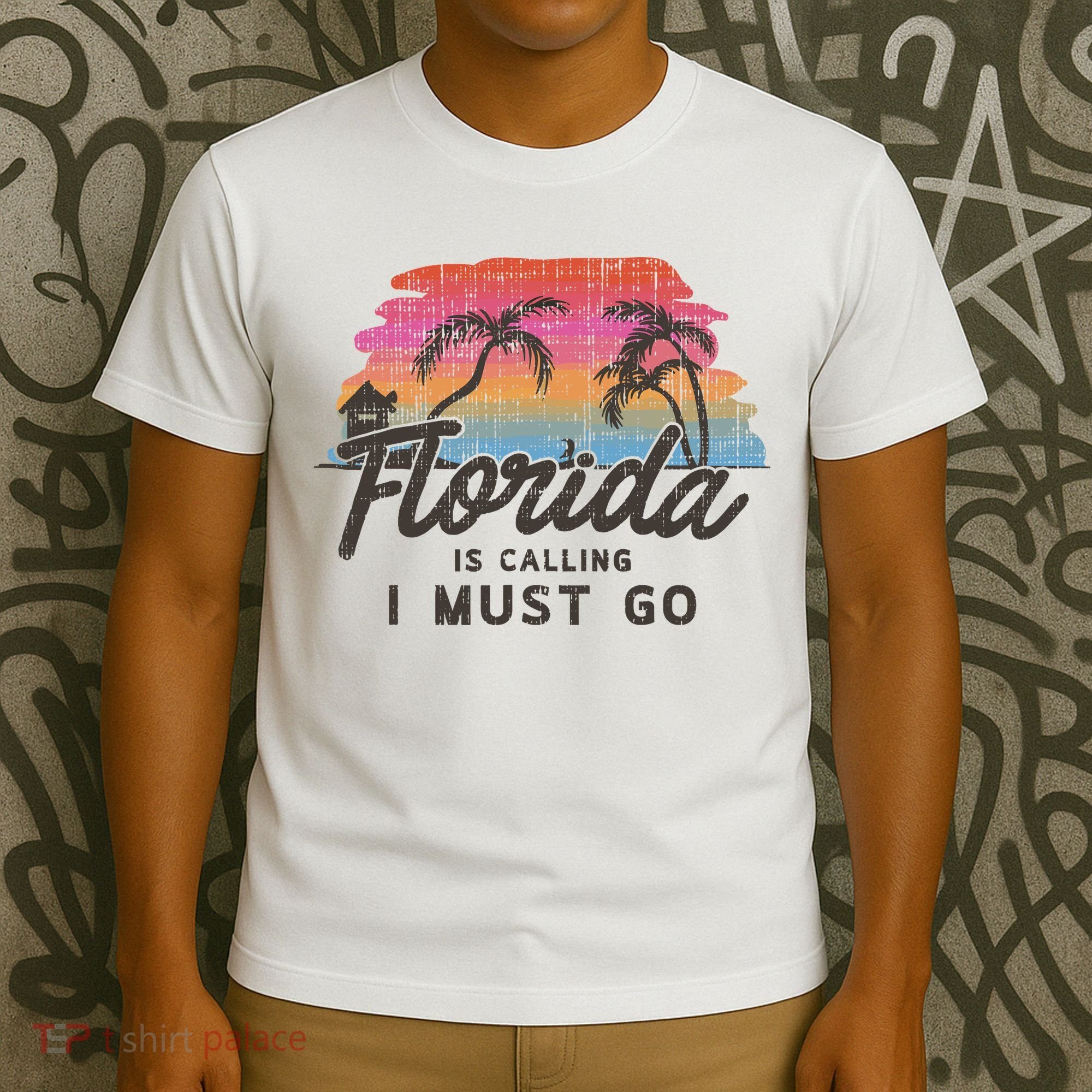 Florida Is Calling I Must Go Summer Vacation Gift T-Shirt