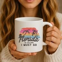 Florida Is Calling I Must Go Summer Vacation Gift Coffee Mug thumb 3
