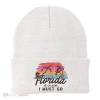 Florida Is Calling I Must Go Summer Vacation Gift Beanie thumb 0